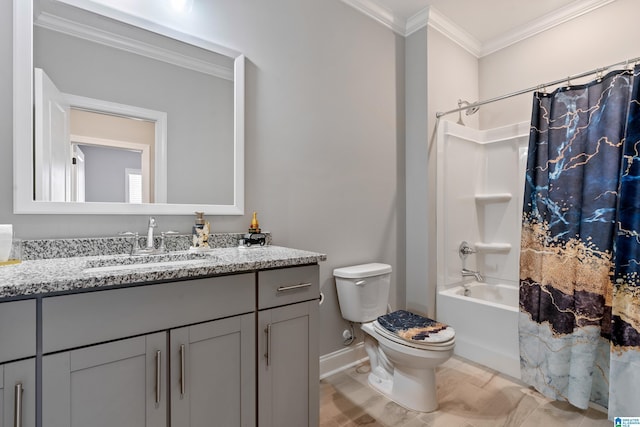 3087 Simms Lndg, Pelham, AL 35124 - full bathroom featuring vanity, ornamental molding, and shower / tub combo