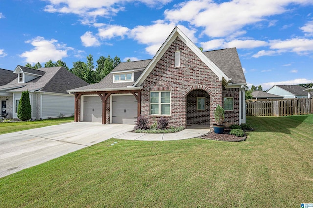 view of front of home with a garage and a front yard