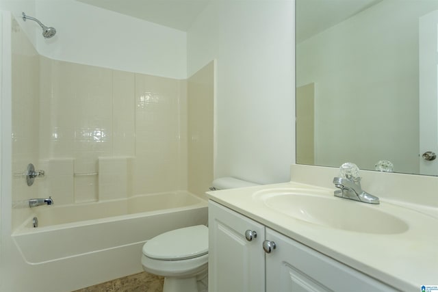 full bathroom with vanity, toilet, and bathtub / shower combination