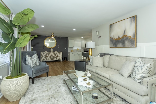 living room with wood-type flooring