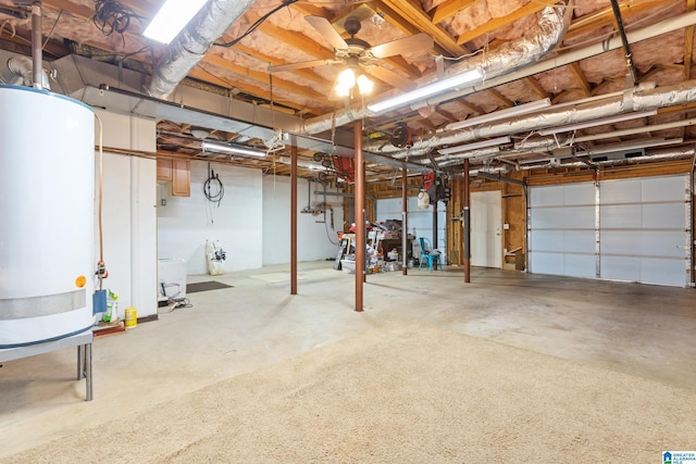 basement with water heater