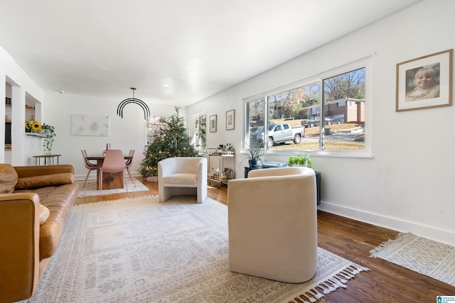 living room with hardwood / wood-style floors