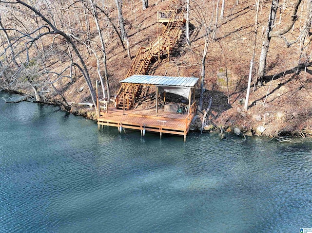 view of dock featuring a water view