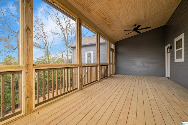 wooden terrace with ceiling fan