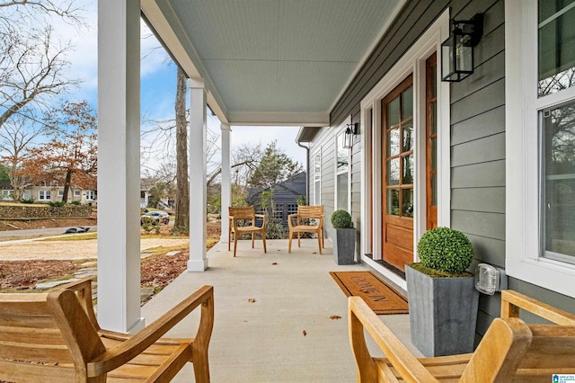 view of patio featuring a porch