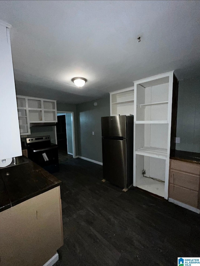 kitchen with stainless steel fridge