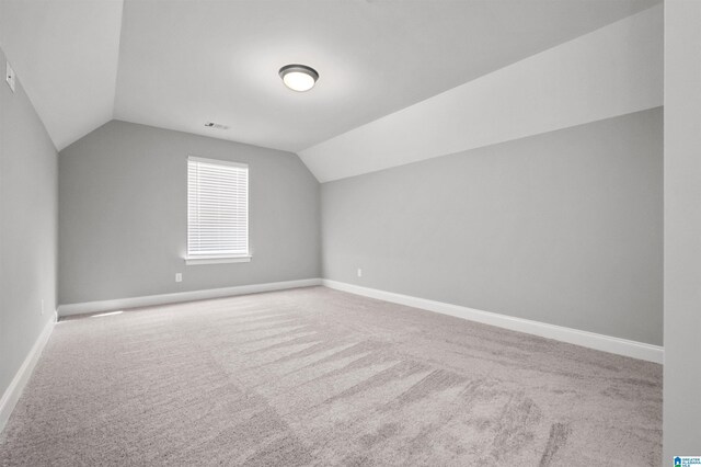 additional living space with carpet floors and lofted ceiling