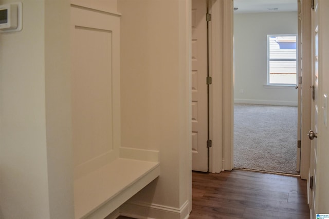 mudroom with hardwood / wood-style flooring