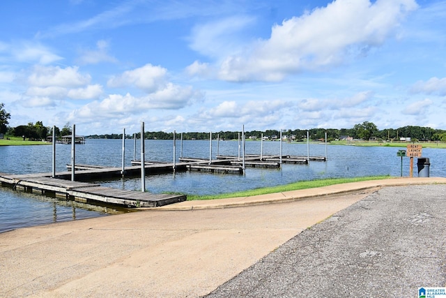 view of dock featuring a water view