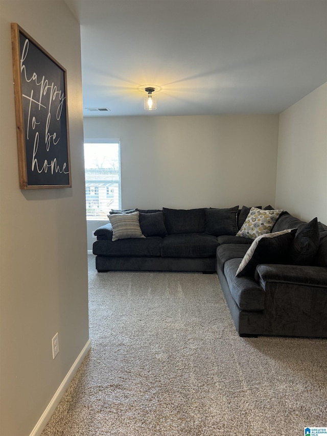 living room with carpet flooring