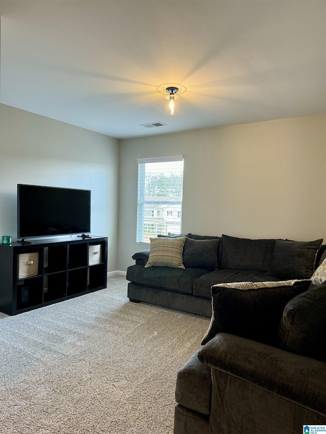 living room with carpet