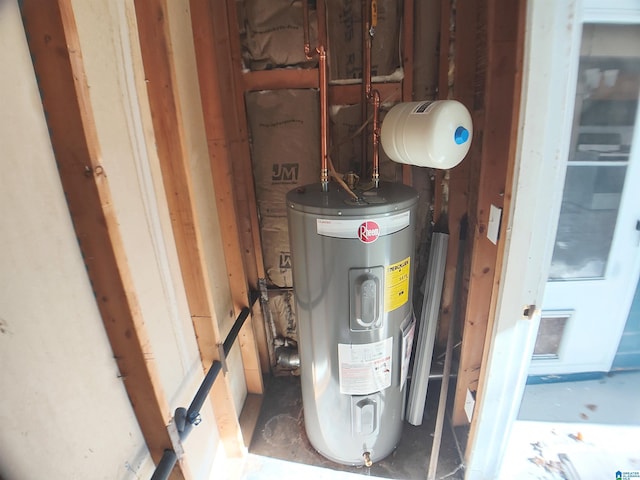 utility room featuring electric water heater