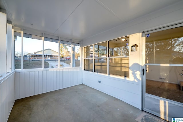 view of unfurnished sunroom