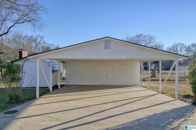 exterior space featuring a storage unit