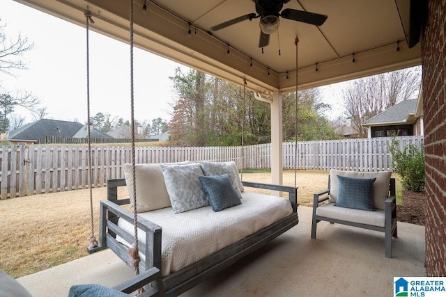 view of patio / terrace with outdoor lounge area and ceiling fan