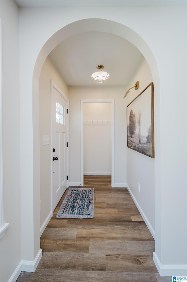 foyer entrance featuring hardwood / wood-style flooring