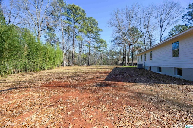 view of yard featuring central air condition unit