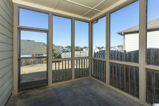 view of unfurnished sunroom