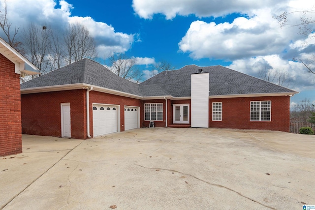 exterior space with a garage