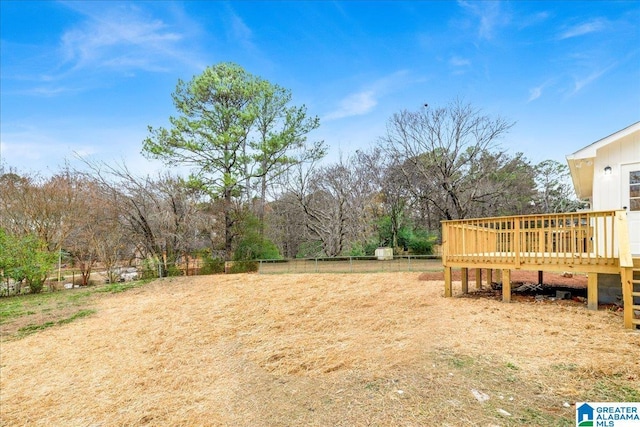 view of yard with a deck