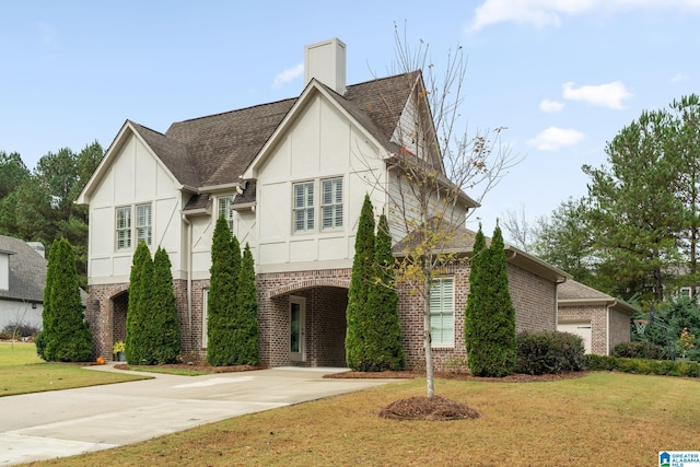 view of front of property with a front lawn