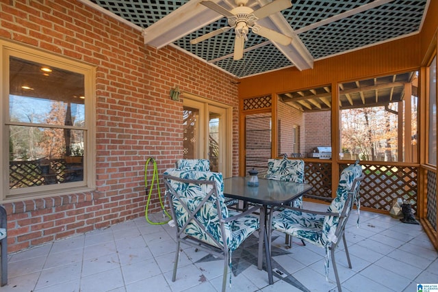 view of patio / terrace featuring ceiling fan