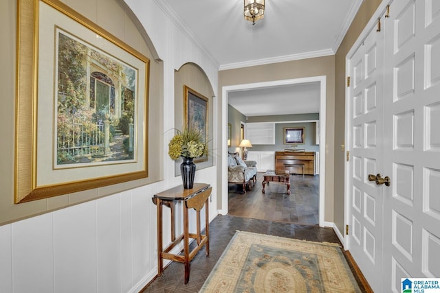 interior space with ornamental molding