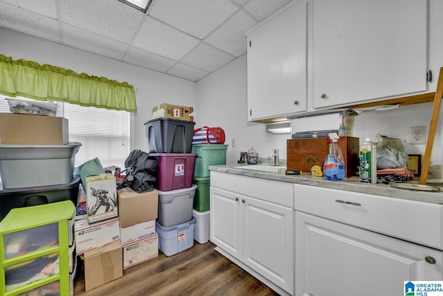 interior space with sink and dark wood-type flooring