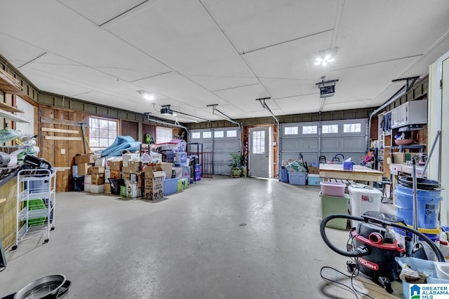 garage with a garage door opener