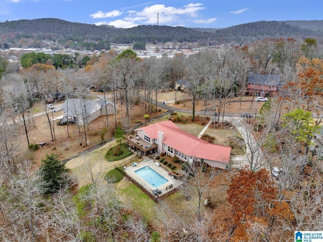 bird's eye view with a mountain view