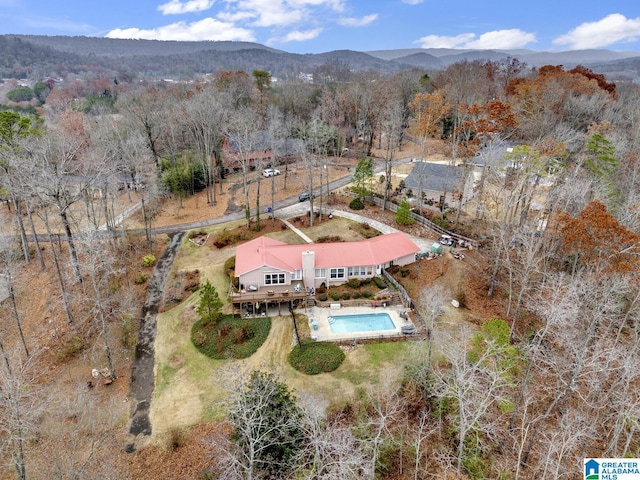 aerial view with a mountain view