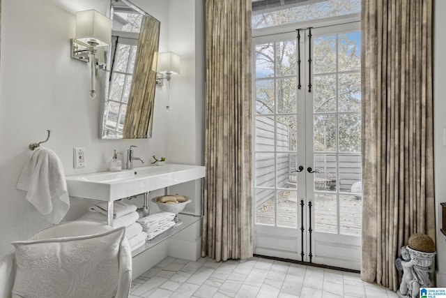 bathroom featuring french doors