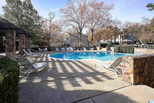 view of pool featuring a patio