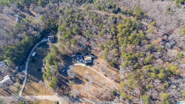 aerial view featuring a forest view