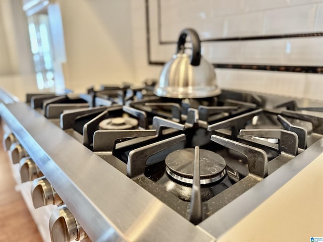 details featuring stainless steel gas cooktop