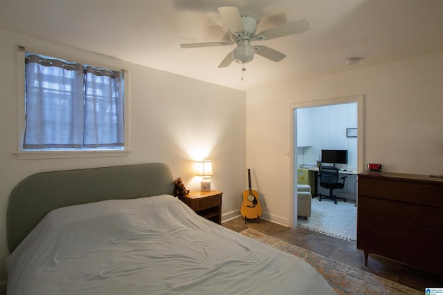 bedroom featuring ceiling fan