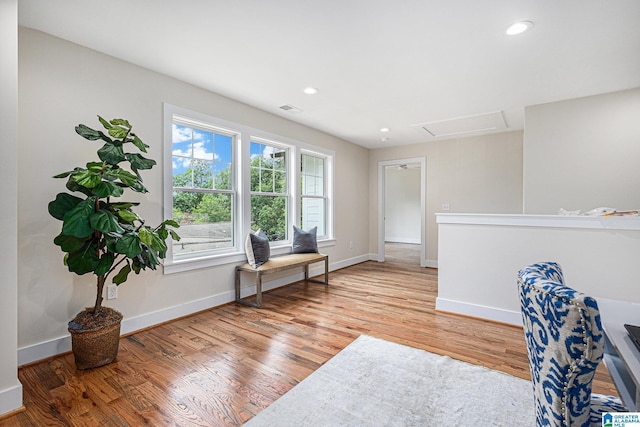 sitting room featuring light wood-type flooring