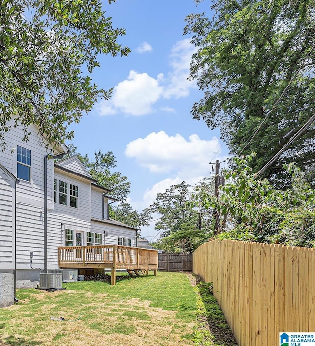 view of yard with a deck