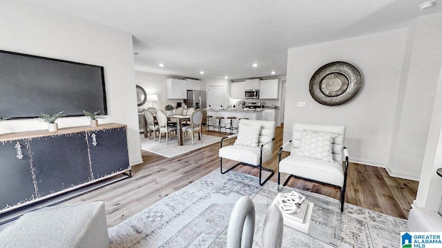 living room featuring light hardwood / wood-style floors