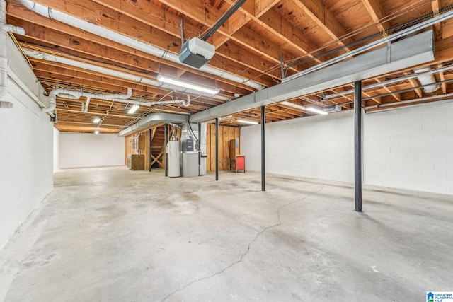 basement with water heater