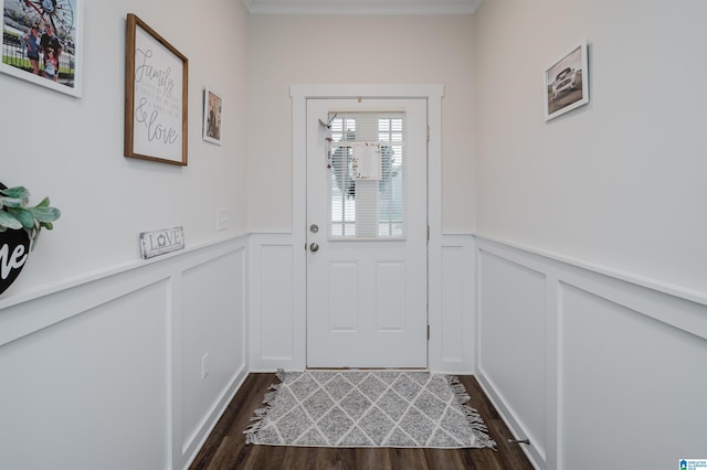 doorway to outside with dark hardwood / wood-style flooring