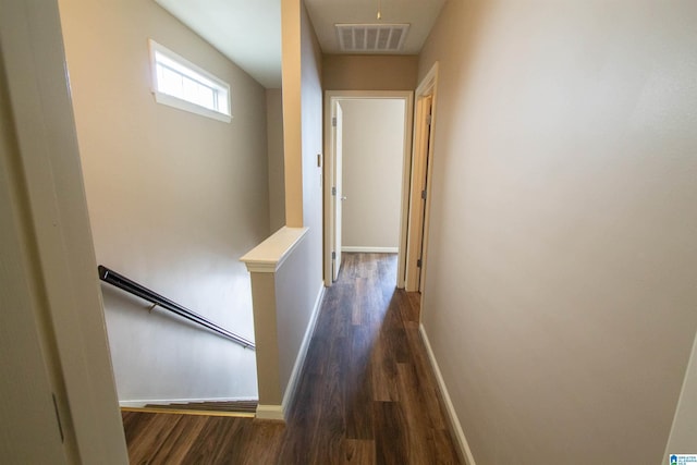 hall with dark hardwood / wood-style flooring