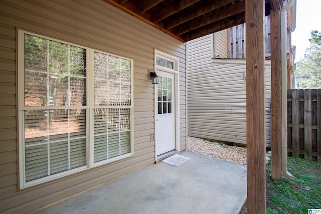 doorway to property featuring a patio area