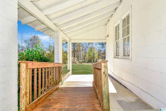 deck featuring a porch