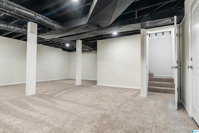 basement with carpet