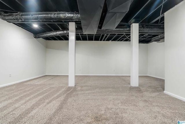 basement featuring carpet floors