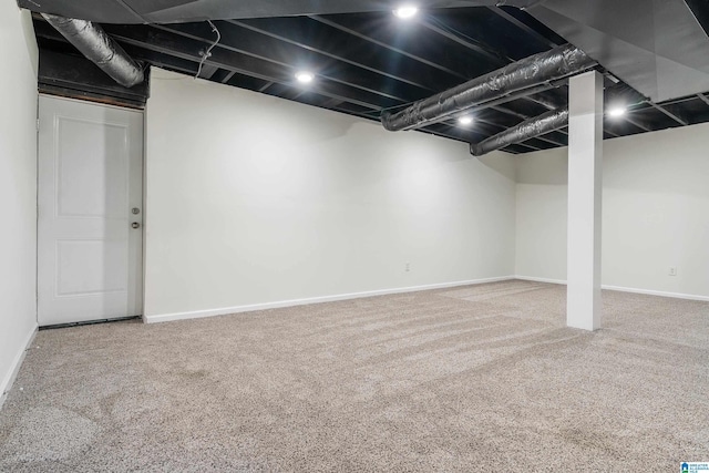 basement featuring carpet floors