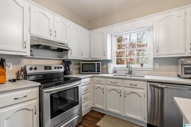 kitchen with white cabinets, sink, and stainless steel appliances