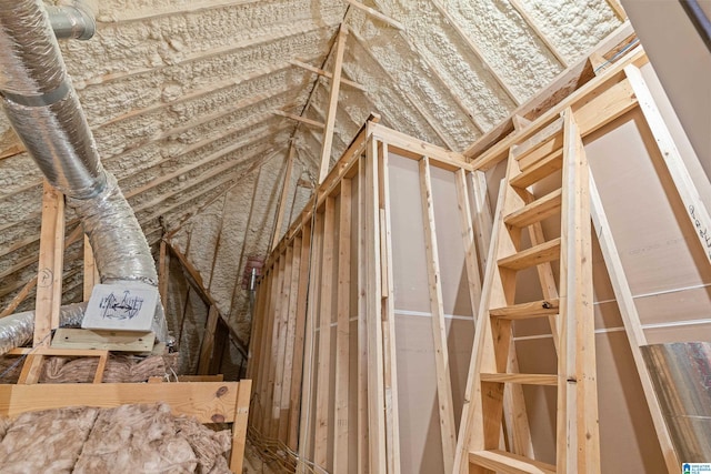 view of unfinished attic