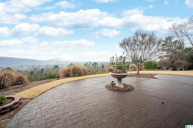 view of community featuring a mountain view